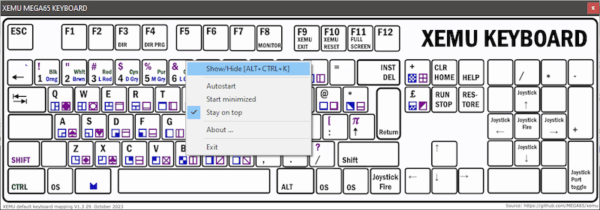 Tool Xemu/Mega65 Keyboard Mapping
